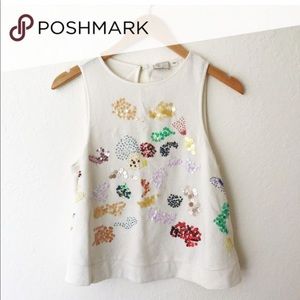 Anthropologie Sequin multicolored Cotton Tank Top